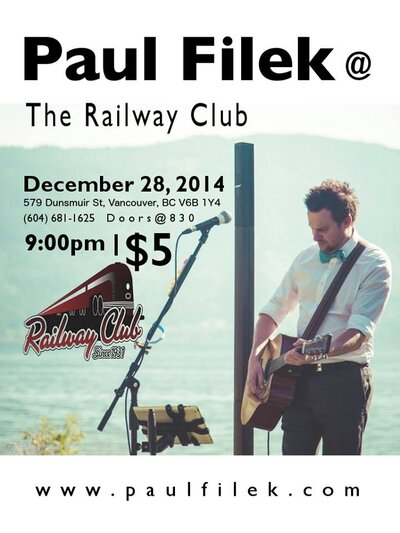 Paul Filek @ Railway Club Dec 28 2014 - May 9th @ Railway Club