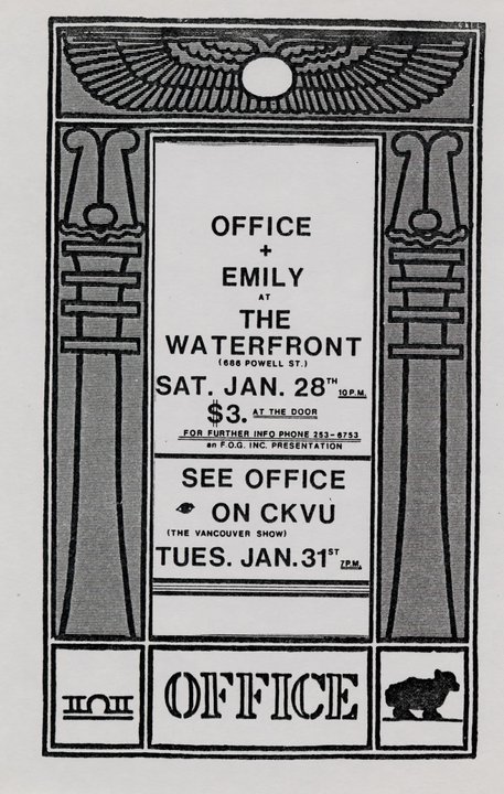 OFFICE, Emily - Victoria @ The Waterfront Jan 28 1984 - May 8th @ The Waterfront