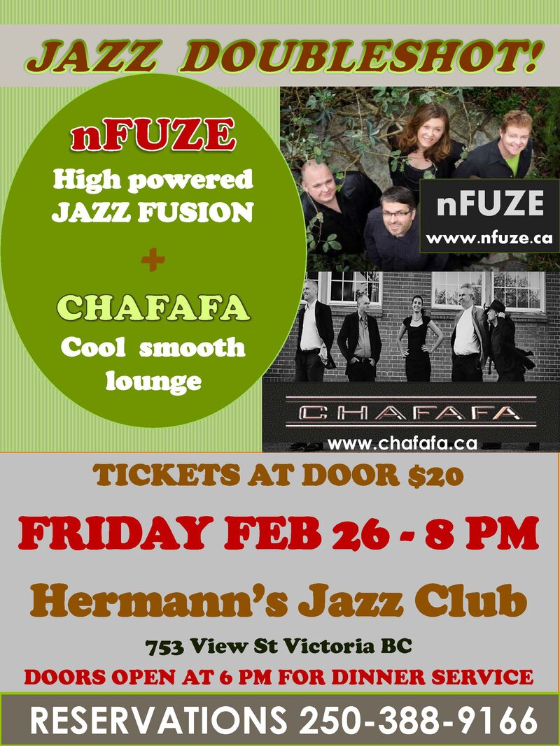 Jazz Doubleshot at Hermann's: nFuze, Chafafa @ Hermann's Jazz Club Feb 26 2016 - May 7th @ Hermann's Jazz Club