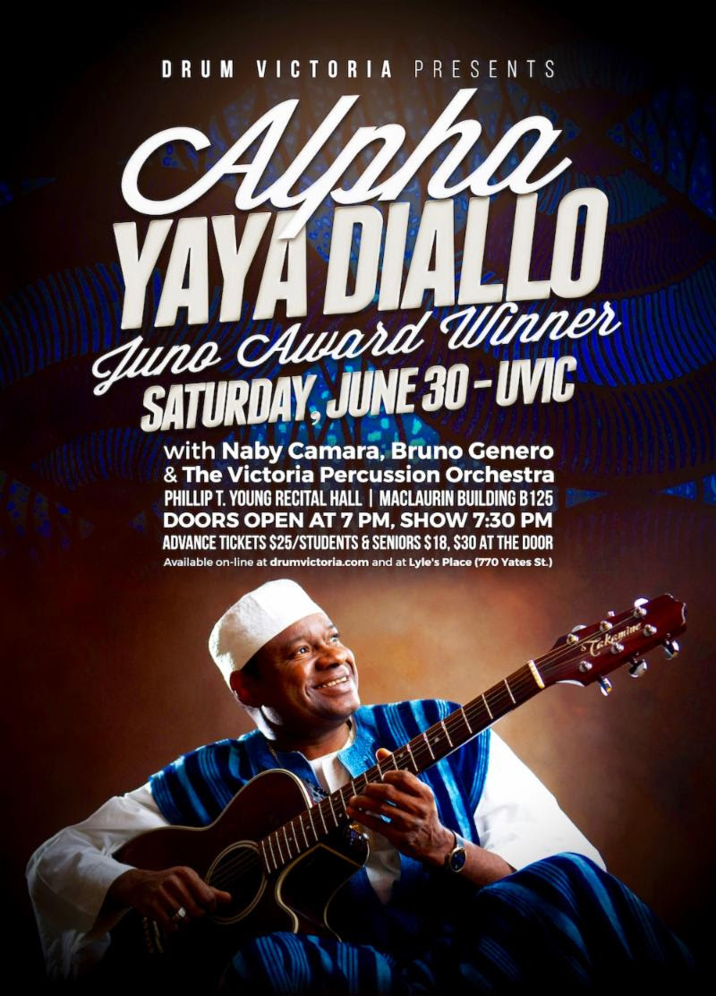Alpha Yaya Diallo Concert @ UVIC - Phillip T. Young Recital Hall Jun 30 2018 - Jul 5th @ UVIC - Phillip T. Young Recital Hall