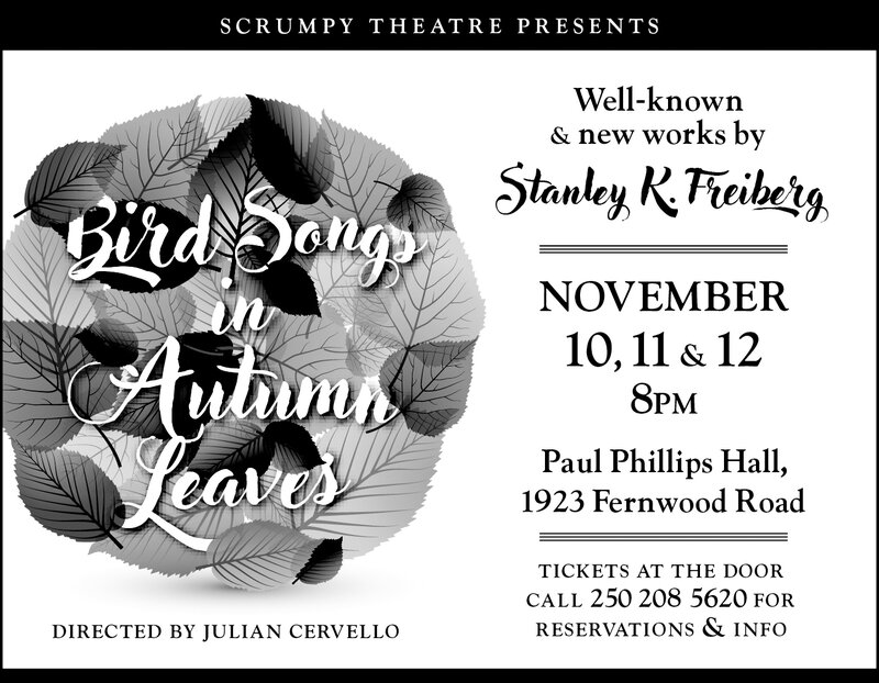 Bird Songs in Autumn Leaves: AMANDA LISMAN, Brian Linds, Jacob Richmond, Iris Macgregor Bannerman, Clayton Jevne, Naomi Simpson, Stanley K. Freiberg, Julian Cervello @ Paul Phillips Hall (Little Fernwood) Nov 12 2017 - Jun 22nd @ Paul Phillips Hall (Little Fernwood)