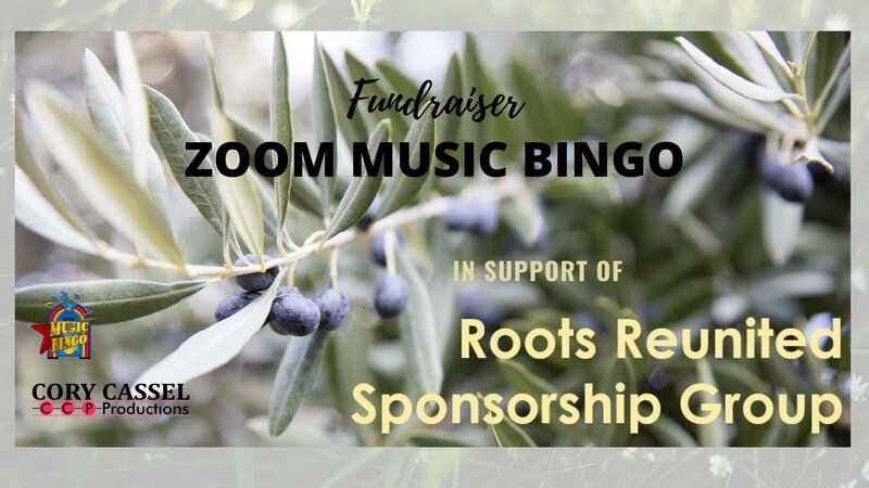 Zoom Music Bingo Fundraiser in support of the Roots Reunited Sponsorship Group @ Online Jun 19 2021 - Jun 4th @ Online