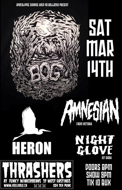 BOG, Amnesian, Heron, NIGHT GLOVE @ Funky Winker Beans Mar 14 2015 - May 7th @ Funky Winker Beans