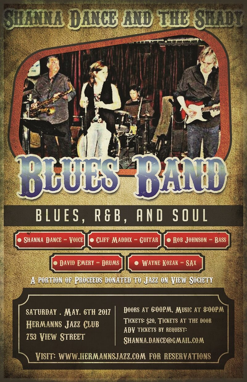 Shady Blues Band ft Shanna Dance, Wayne Kozak , Rob Johnson, .Cliff Maddix, Dave Emery @ Hermann's Jazz Club May 6 2017 - May 1st @ Hermann's Jazz Club