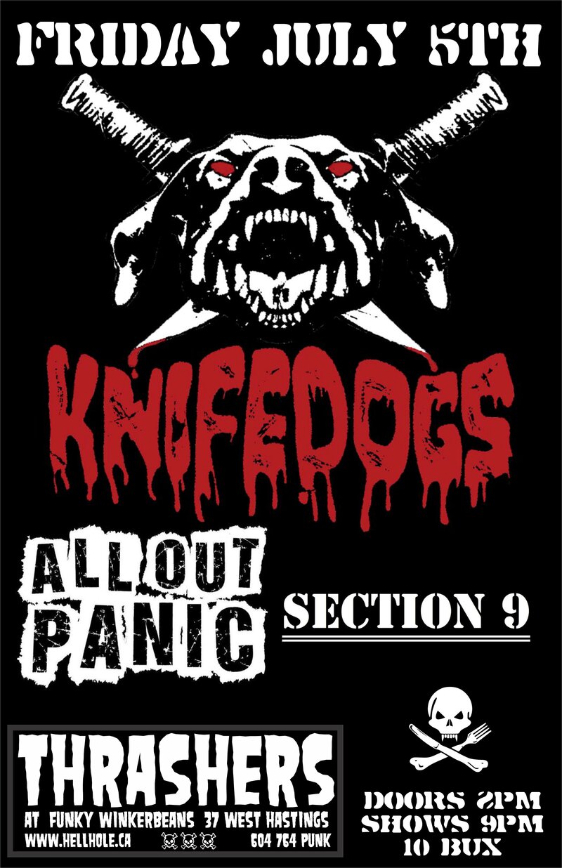 Knife Dogs, ALL OUT PANIC, SECTION 9, Sunk'n City Gypsys , HIGH CLASS WHORES @ Funky Winker Beans Dec 31 1969 - May 14th @ Funky Winker Beans