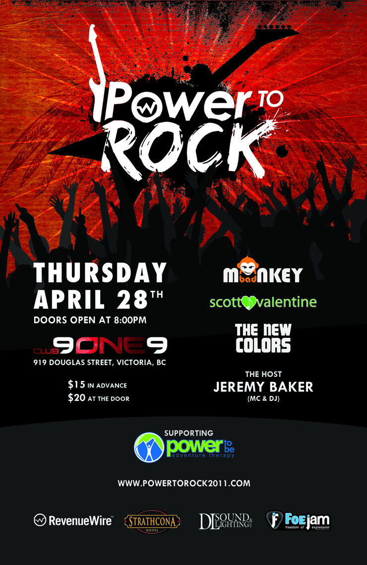 RevenueWire & Strathcona Hotel Presents: POWER TO ROCK: Bad Monkey, The New Colors, Unlinked Musician, Jeremy Baker @ Distrikt Apr 28 2011 - May 5th @ Distrikt