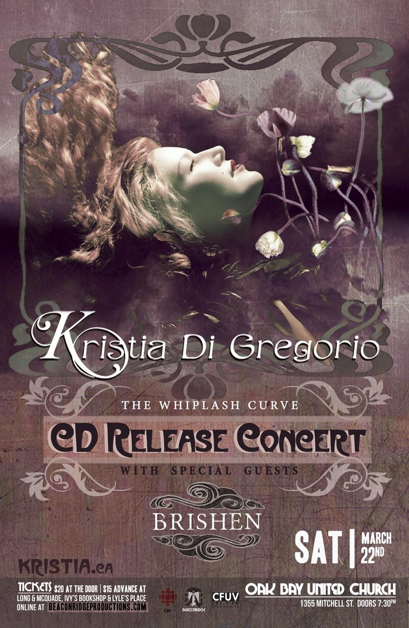 CD Release Concert: Kristia Di Gregorio, Quinn Bachand's Brishen, Richard Moody, Quinn Bachand, Joey Smith, Reuben Wier @ Oak Bay United Church Mar 22 2014 - May 8th @ Oak Bay United Church