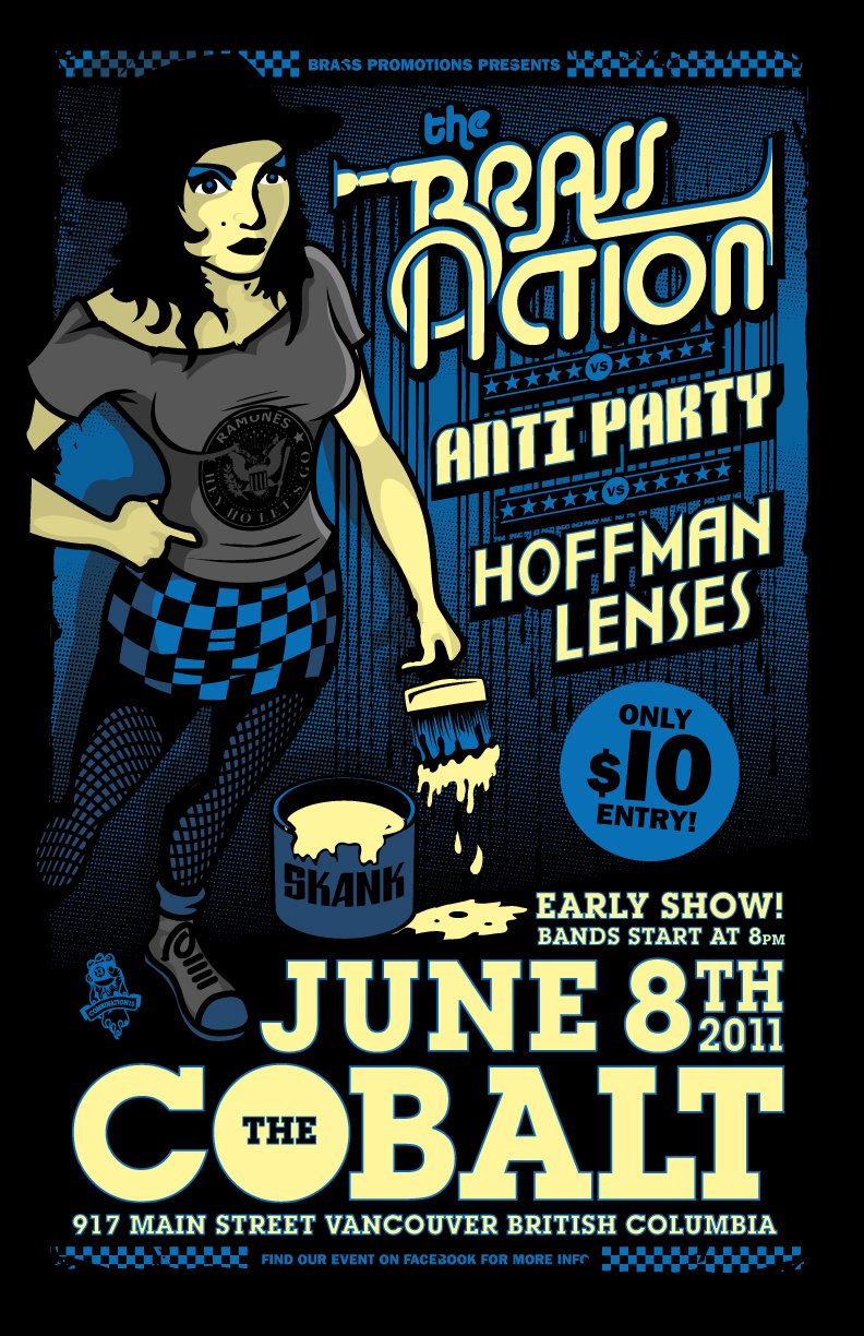 EARLY SHOW! Music starts at 8 PM.: The Brass Action, Antiparty, Hoffman Lenses  @ The Cobalt Jun 9 2012 - May 13th @ The Cobalt