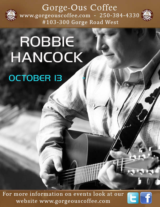 Robbie Hancock @ Gorge-ous Coffee Oct 13 2016 - May 8th @ Gorge-ous Coffee