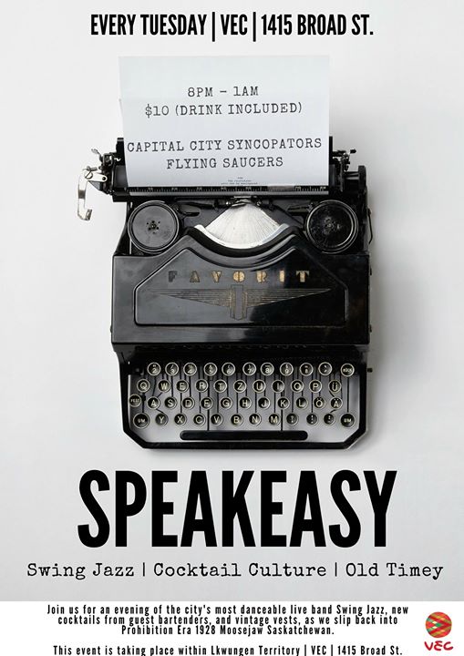 Speakeasy: Capital City Syncopators, The Flying Saucers @ Victoria Event Centre May 22 2018 - May 8th @ Victoria Event Centre