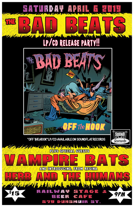 "Off the Hook" LP/CD release ft: The Bad Beats, The Vampire Bats, Herb and the Humans @ Railway Club Apr 6 2019 - May 16th @ Railway Club