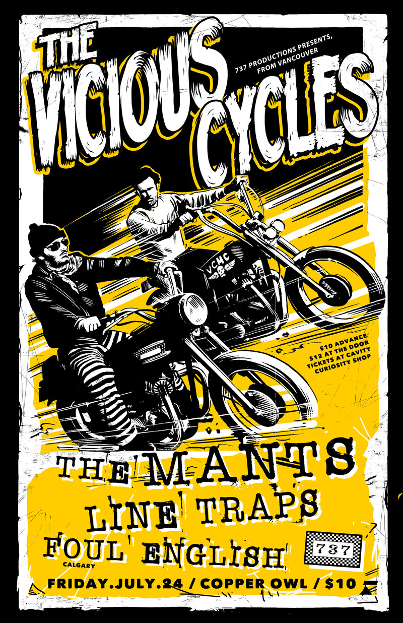 Vicious Cycles MC, The Mants, LINE TRAPS, The Foul English @ Copper Owl Jul 24 2015 - May 13th @ Copper Owl