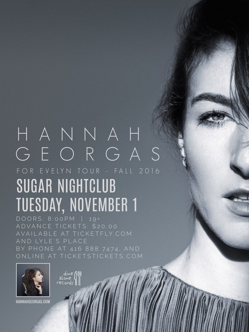 Hannah Georgas,  The Darcys, Louise Burns @ Capital Ballroom Nov 1 2016 - May 8th @ Capital Ballroom