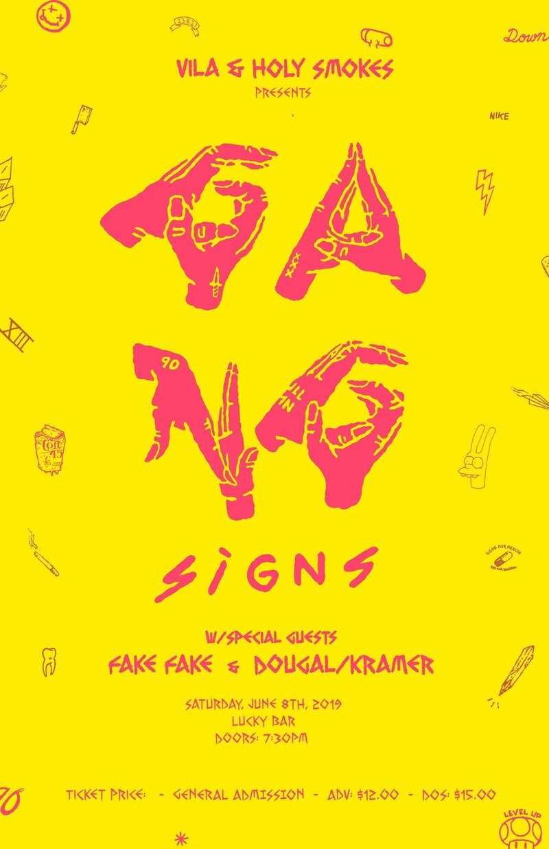 Gang Signs, Fake Fake, Dougal/Kramer @ Lucky Bar Jun 8 2019 - May 6th @ Lucky Bar