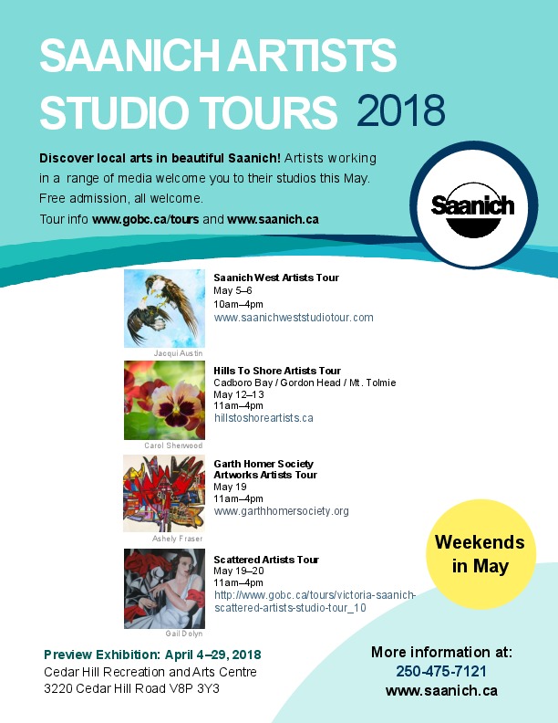Saanich Artists Tours Preview Exhibition @ The Arts Centre at Cedar Hill  Apr 4 2018 - May 10th @ The Arts Centre at Cedar Hill 