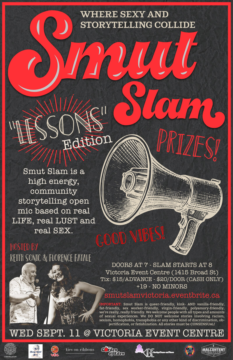 Smut Slam Victoria: "Lessons" @ Victoria Event Centre Sep 11 2019 - Jun 4th @ Victoria Event Centre