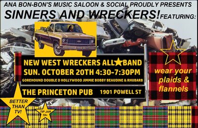 Sinners and Wreckers Music Saloon: Ana Bon Bon, Gord Smithers @ Princeton Pub Oct 20 2019 - May 6th @ Princeton Pub