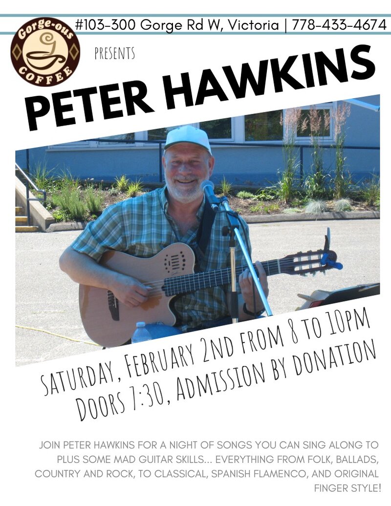 Singer and guitarist: Peter Hawkins  @ Gorge-ous Coffee Feb 2 2019 - Jun 11th @ Gorge-ous Coffee