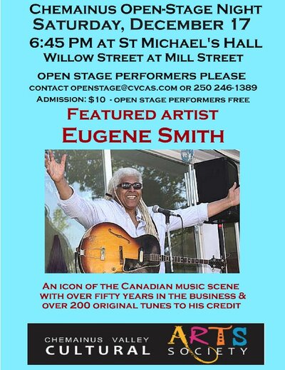 Chemainus Open-Mic & Concert: Eugene Smith @ St Michael's Hall Dec 17 2016 - May 7th @ St Michael's Hall
