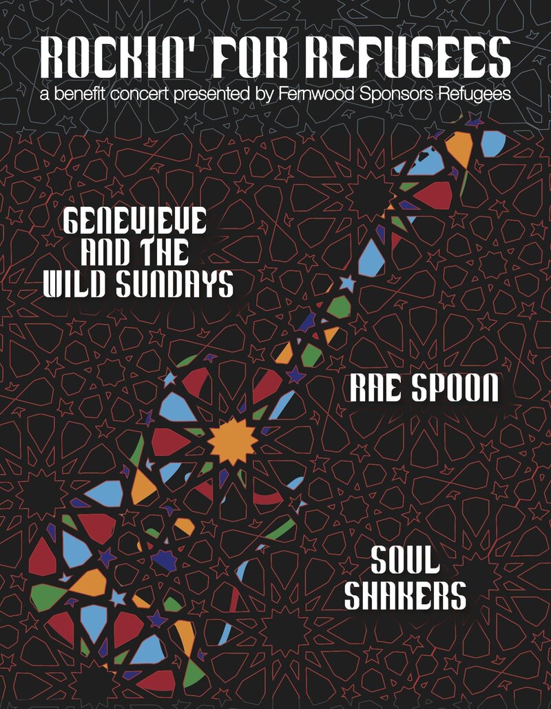 Rockin' for Refugees: Rae Spoon, Genvieve and the Wild Sundays, Soul Shakers @ Logan's Pub Apr 14 2016 - Jun 8th @ Logan's Pub