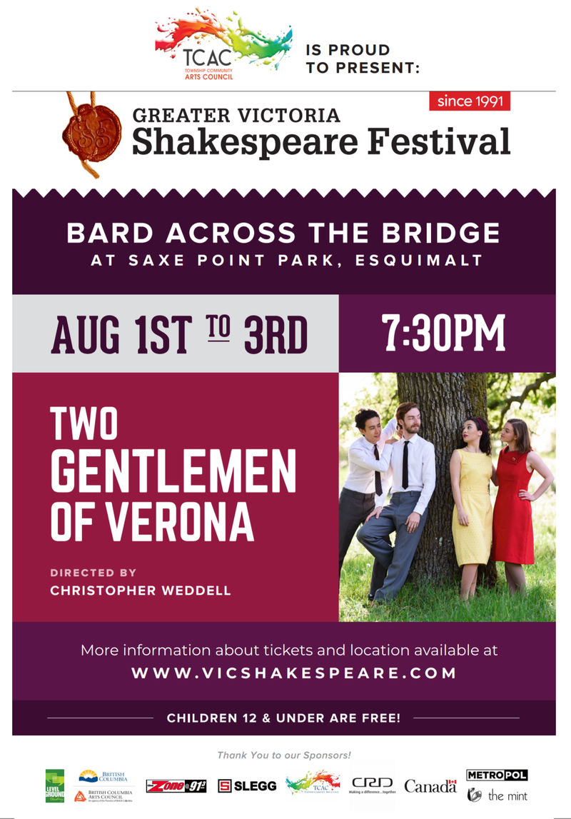 Bard Across The Bridge: Jack Hayes, Douglas Peerless, Isabella Giampaolo, Holly Collins Hadford, Christopher Weddell @ Saxe Point Park Jul 2 2019 - May 26th @ Saxe Point Park