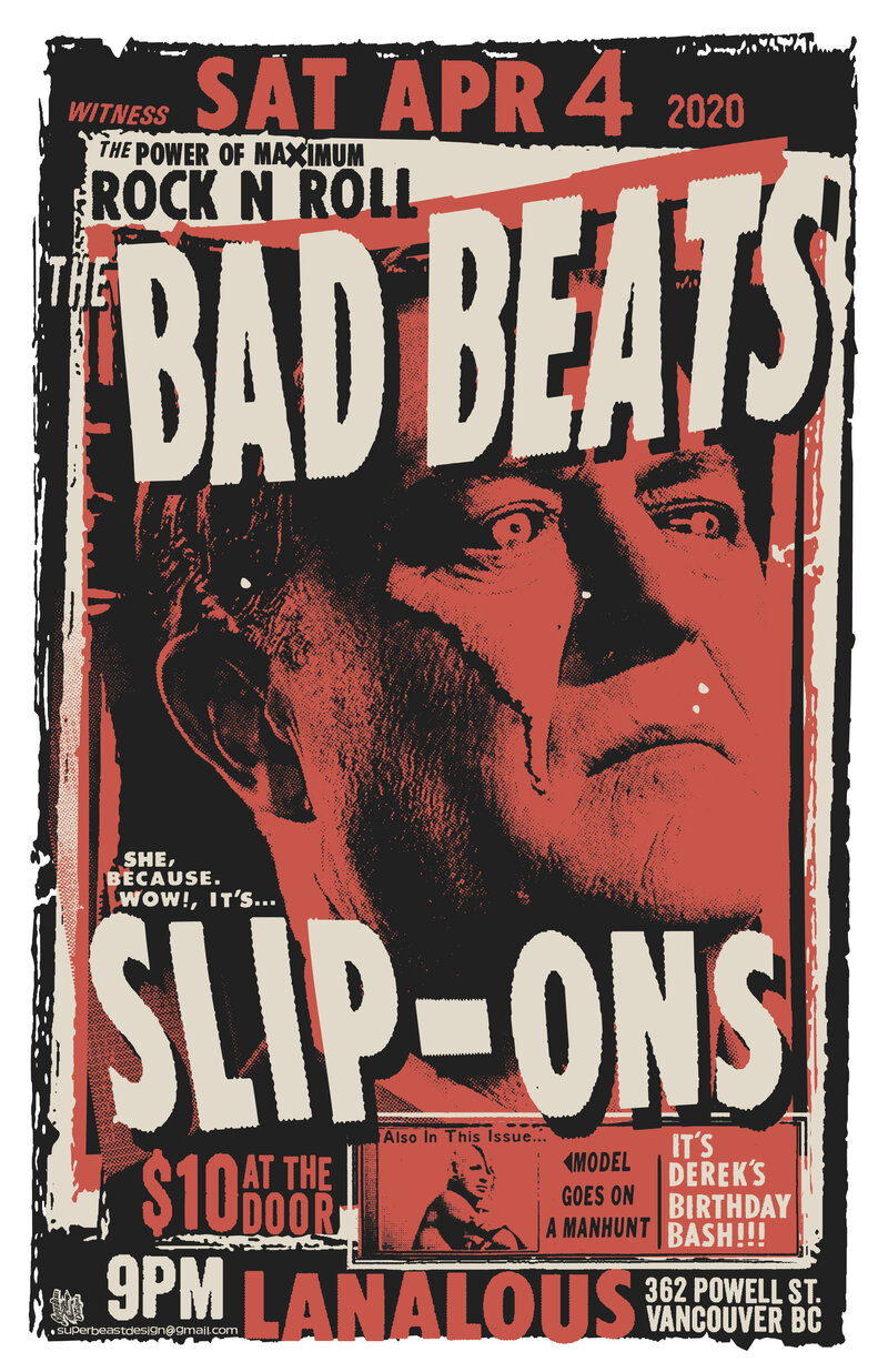 The Bad Beats, SLIP~ons  @ LanaLou's Apr 4 2020 - May 6th @ LanaLou's