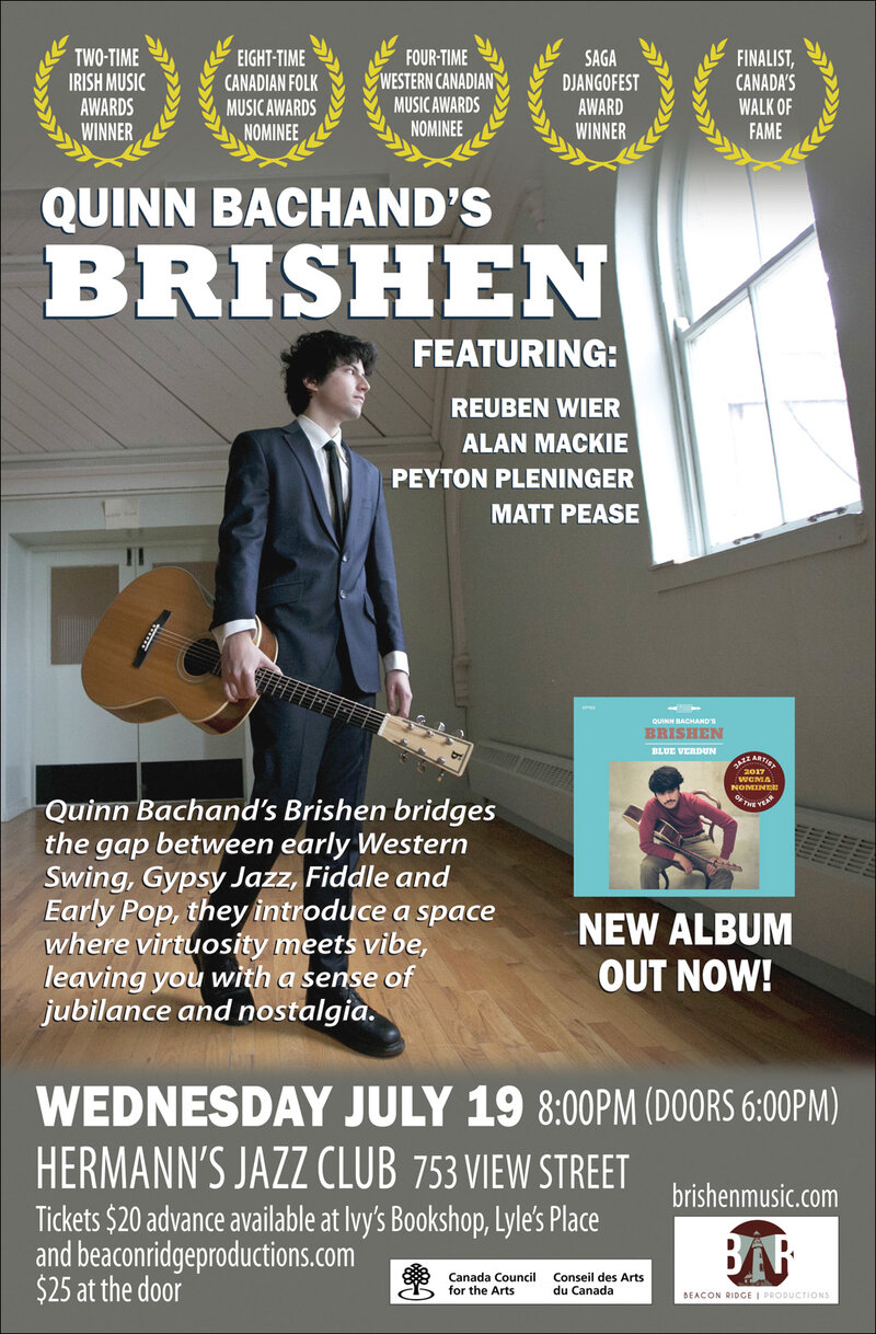 Quinn Bachand's Brishen @ Hermann's Jazz Club Jul 19 2017 - May 6th @ Hermann's Jazz Club
