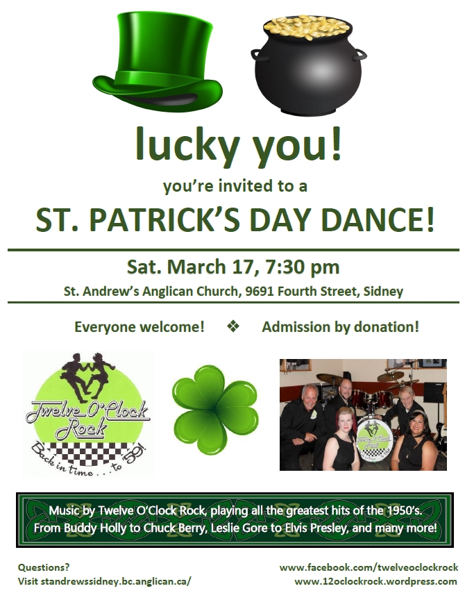 St. Patrick's Day Dance: Twelve O' Clock Rock @ St. Andrew's Hall Mar 17 2018 - Jun 5th @ St. Andrew's Hall