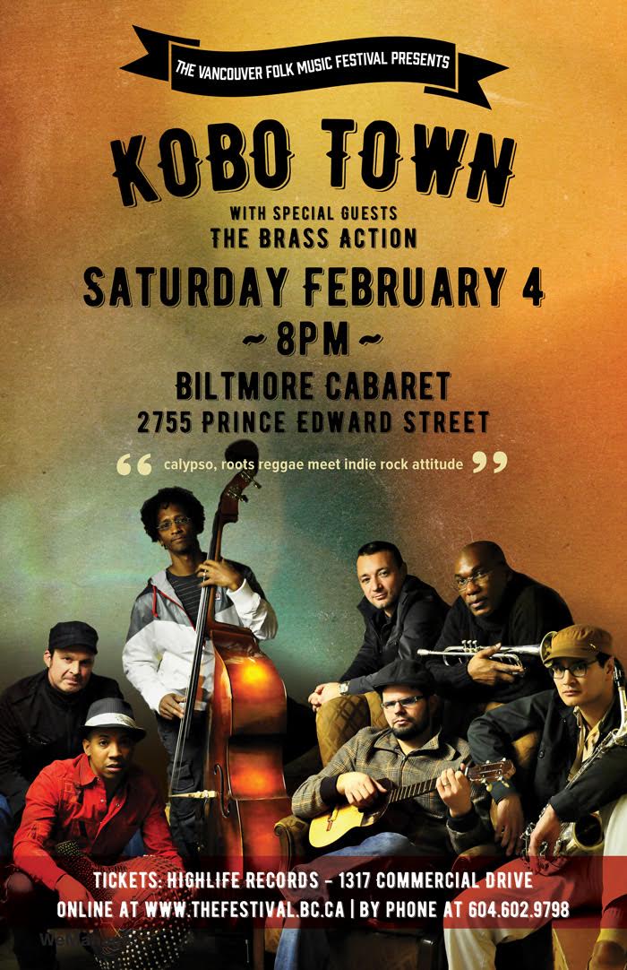 An intoxicating blend of lilting calypsonian wit, dancehall reggae and trombone-heavy brass!: Kobo Town @ The Biltmore Cabaret Feb 4 2017 - May 5th @ The Biltmore Cabaret