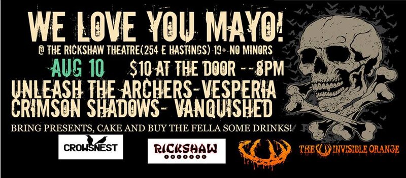 Unleash The Archers, Crimson Shadows, Vesperia, Vanquished @ Rickshaw Theatre Aug 10 2013 - May 5th @ Rickshaw Theatre