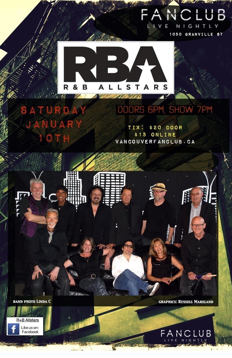 R&B All Stars @ Vancouver FanClub Jan 10 2015 - May 10th @ Vancouver FanClub