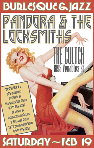 An Evening of Burlesque & Jazz featuring: pandora & The Locksmiths: Pandora  & The Locksmiths @ Vancouver East Cultural Centre Feb 19 2011 - May 6th @ Vancouver East Cultural Centre