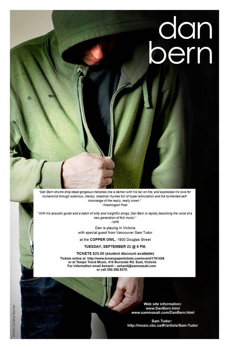 Legendary singer/songwriter: Dan Bern, Sam Tudor @ Copper Owl Sep 22 2015 - Jun 7th @ Copper Owl