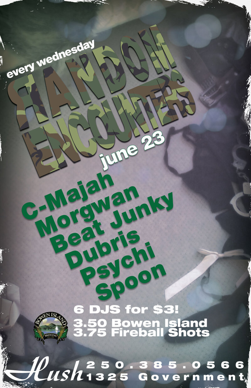 6 DJS, $3 COVER!: C-Majah, Morgwan, Beat Junky, Dubris, Psychi, Spoon @ Hush Jun 23 2010 - Jun 5th @ Hush