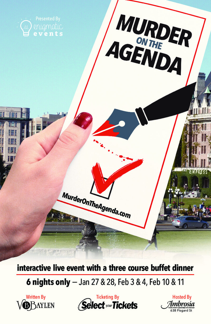 Murder on the Agenda: Bill Nance, Sonja Millar, Danny McFarlane, Sophie Chappell, Bret Newton @ Ambrosia Banquet & Events Feb 4 2017 - May 6th @ Ambrosia Banquet & Events
