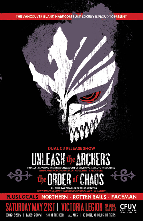 VIHC Society presents:: Unleash The Archers, The Order of Chaos , Northern - Victoria, Rotten Rails, Faceman @ Trafalgar Pro Patria Legion Br 292 May 21 2011 - May 8th @ Trafalgar Pro Patria Legion Br 292