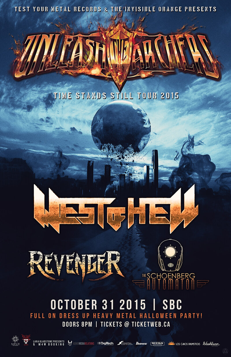 HEAVY METAL HALLOWEEN EXTRAVAGANZA!: Unleash The Archers, West of Hell, Revenger, The Shoenberg Automaton @ SBC Restaurant Oct 31 2015 - May 5th @ SBC Restaurant