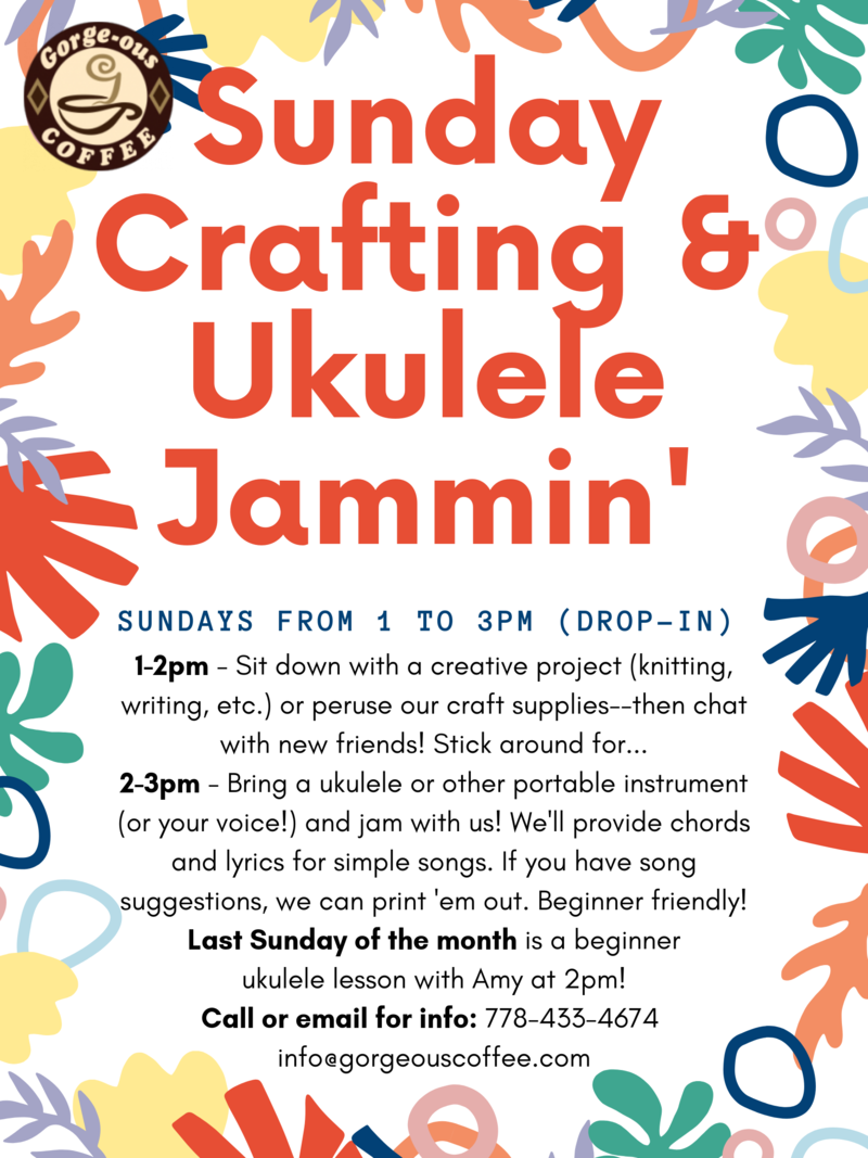 Ukulele Jam @ Gorge-ous Coffee Oct 6 2019 - May 6th @ Gorge-ous Coffee