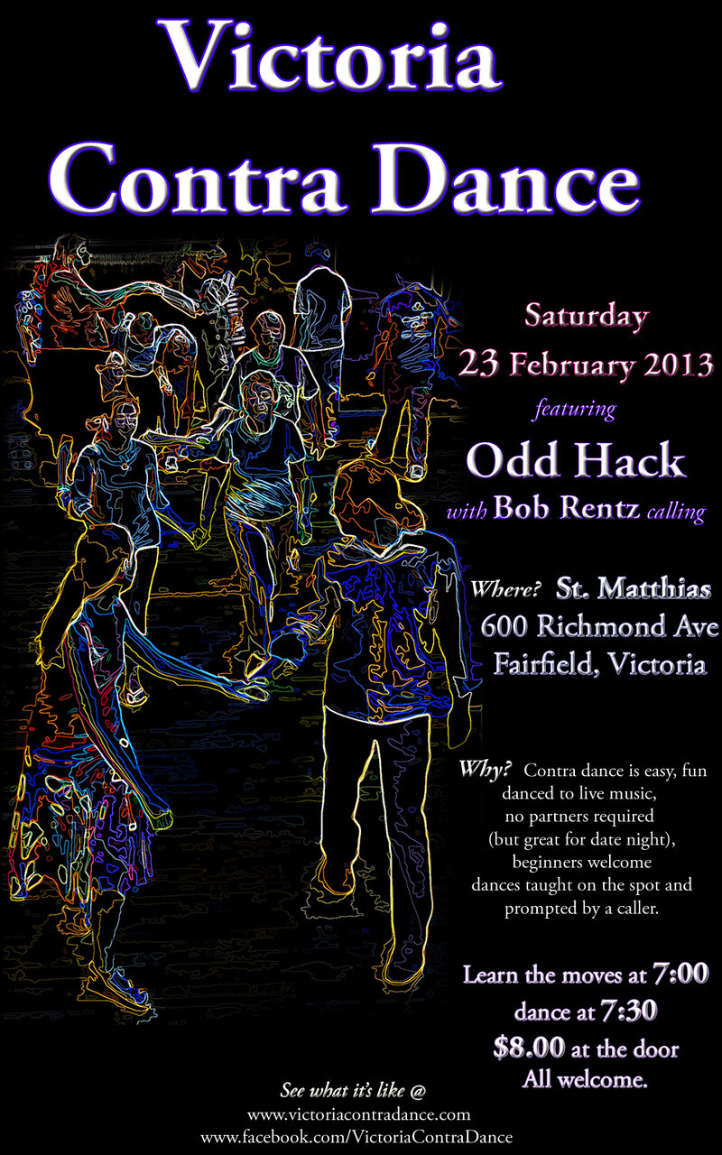 Victoria Contra Dance  (featuring), Odd Hack, Bob Rentz  (calling) @ St Matthias Church - Feb 23, 2013