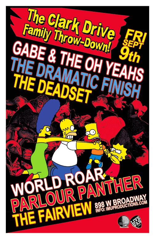 CLARK DRIVE STUDIOS PARTY!: Gabe & the Oh Yeah's, The Dramatic Finish, The Deadset, Parlour Panther, World Roar @ Fairview Pub Sep 9 2016 - May 7th @ Fairview Pub