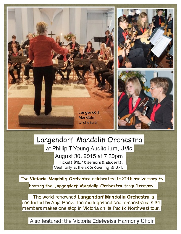 Langendorf Mandolin Orchestra @ Phillip T Young Auditoriuam UVic - Aug 30, 2015