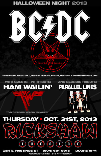 BC/DC & Ham Wailin' Halloween 2013: BC/DC, Ham Wailin' @ Rickshaw Theatre Oct 31 2013 - May 7th @ Rickshaw Theatre