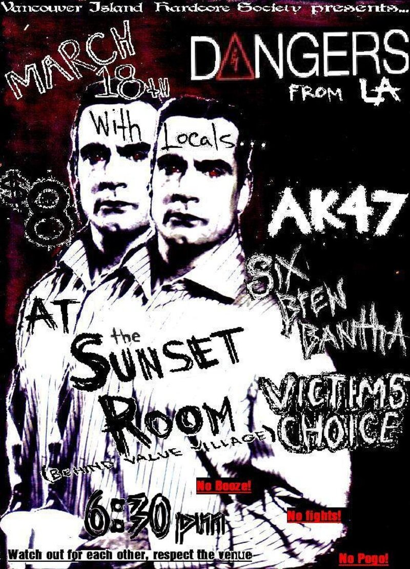 VxIxHxCx  Presents...: DANGERS, Ak-47, SIX BREW BANTHA, Victim's Choice @ Sunset Labs Mar 18 2010 - May 6th @ Sunset Labs