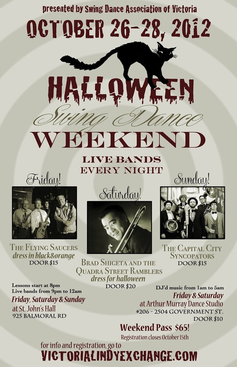 Halloween Swing Dance Weekend: Brad Shigeta & The Quadra Street Ramblers @ Saint John's Hall Oct 27 2012 - May 7th @ Saint John's Hall