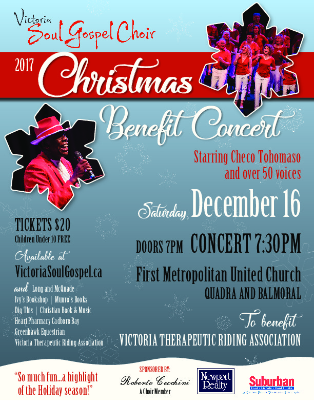 Victoria Soul Gospel Choir Christmas Benefit Concert: Victoria Soul Gospel Choir @ United Commons (First Metropolitan United Church) Dec 16 2017 - May 7th @ United Commons (First Metropolitan United Church)