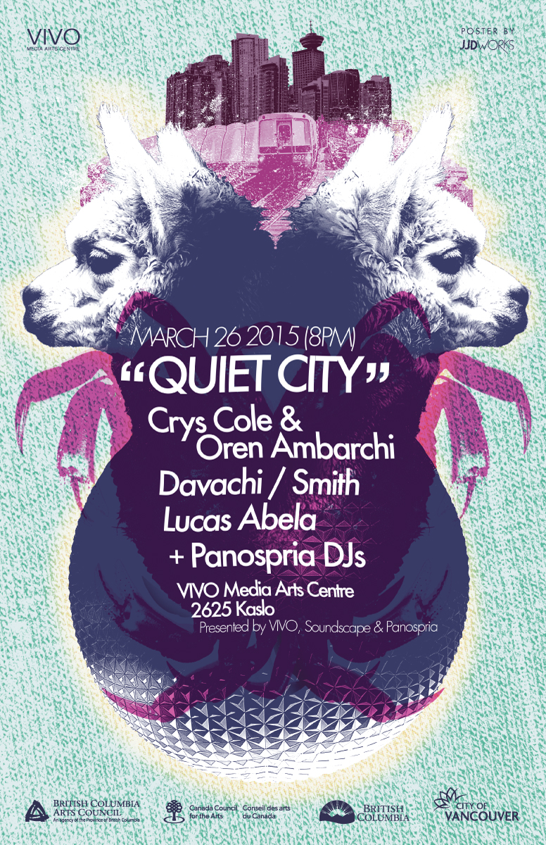 Oren Ambarchi & Crys Cole, Davachi / Smith, Lucas Abela, Panospria DJs @ VIVO Media Arts Centre Mar 26 2015 - May 7th @ VIVO Media Arts Centre