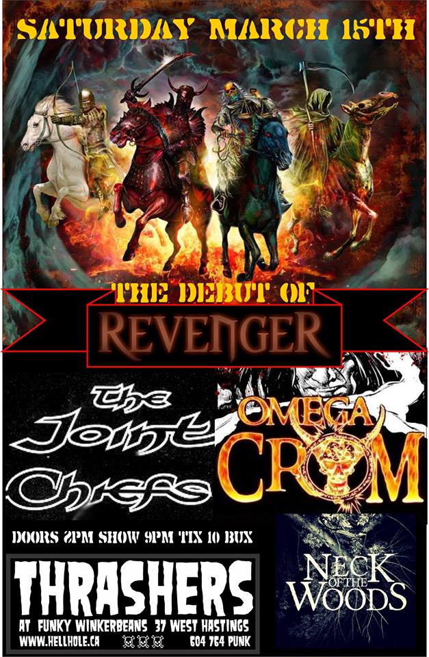 The Joint Chiefs, Dead Asylum cancelled, Revenger, Neck of the Woods @ Funky Winker Beans Mar 15 2014 - May 20th @ Funky Winker Beans