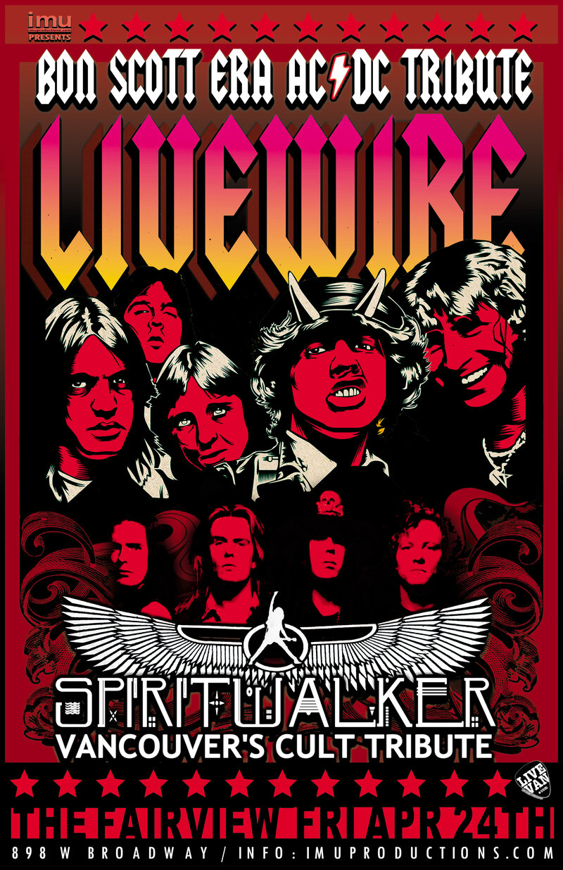 Bon Scott era AC/DC & Cult Tributes: Livewire, Spiritwalker @ Fairview Pub Apr 24 2020 - May 6th @ Fairview Pub