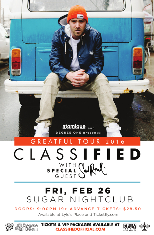 Classified (**SOLD OUT**), Sonreal, JD ERA @ Capital Ballroom Feb 26 2016 - May 6th @ Capital Ballroom