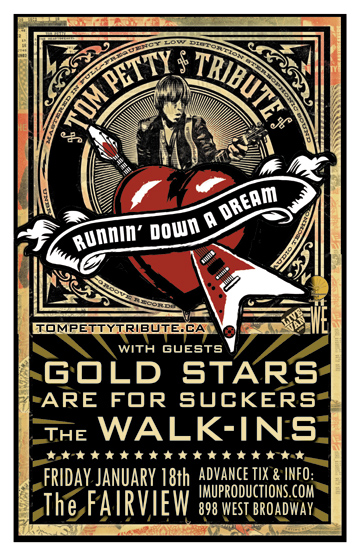 RUNNIN' DOWN A DREAM: Tom Petty Tribute w/ special guests: Runnin Down A Dream , Gold Stars Are For Suckers, The Walk-Ins @ Fairview Pub Jan 18 2013 - May 1st @ Fairview Pub